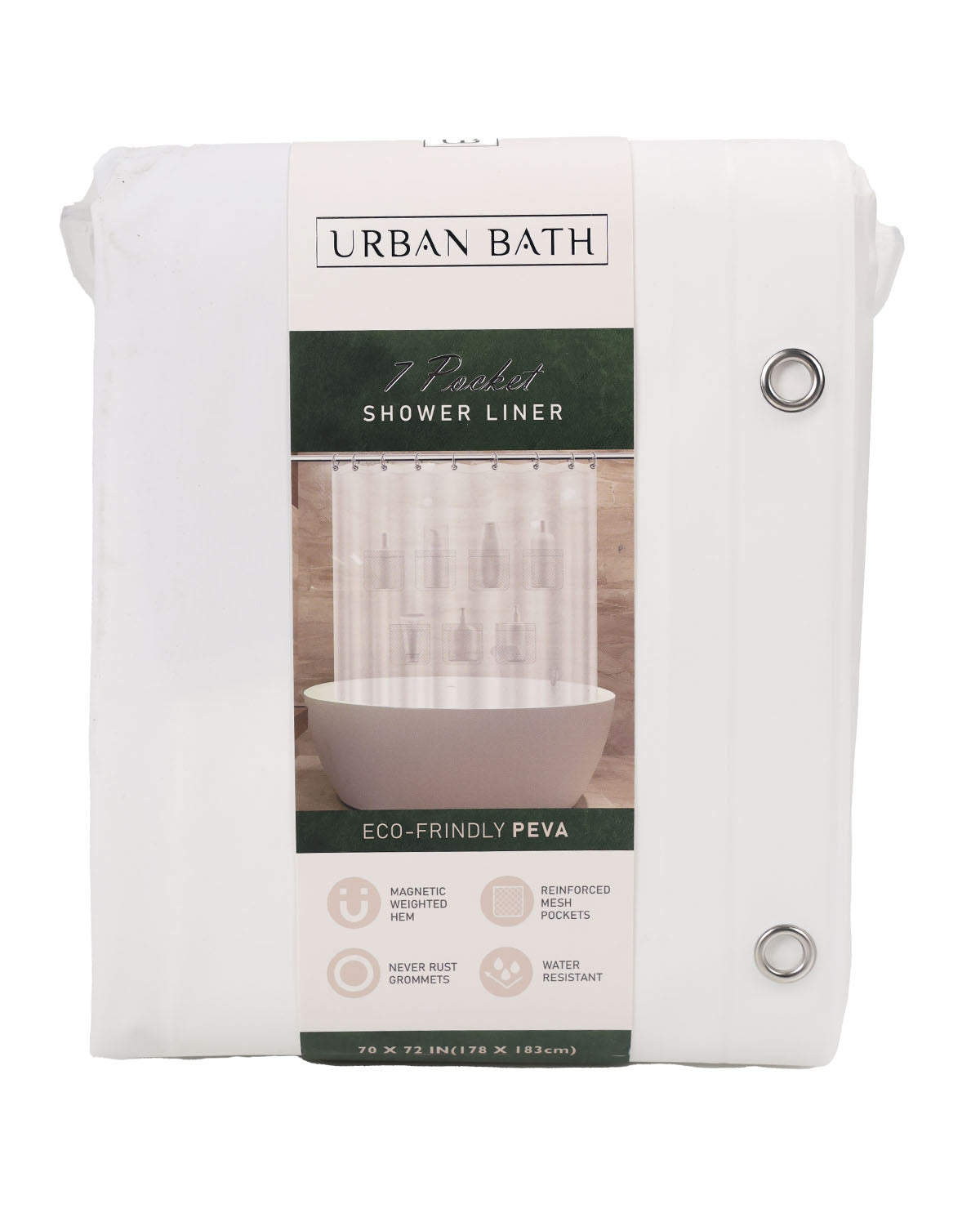 Heavy Weight Shower Liner With 7 Mesh Pockets
