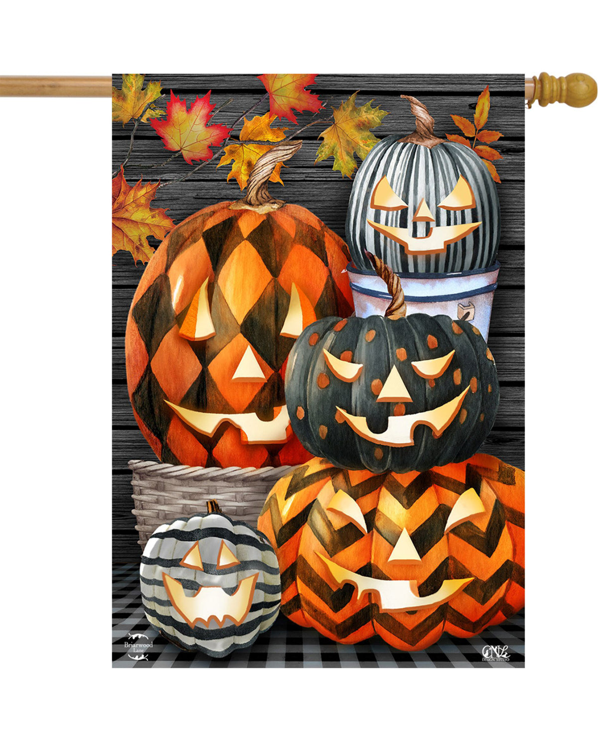 Patterned Jack O' Lantern House Flag