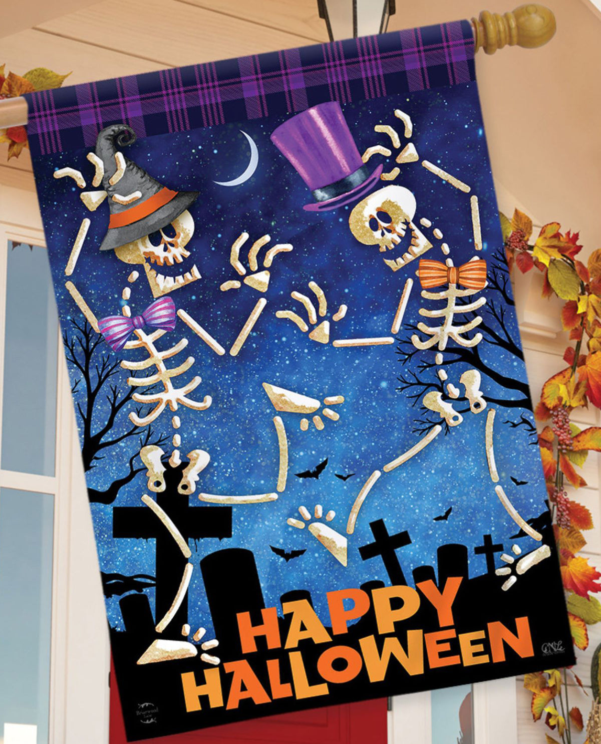 Dancing Skeletons Halloween House Flag
