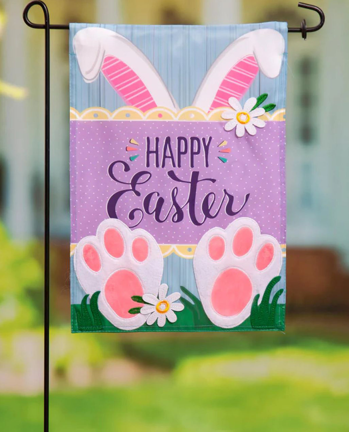 Happy Easter Bunny Applique Garden Flag