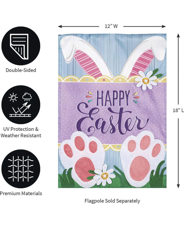 Happy Easter Bunny Applique Garden Flag