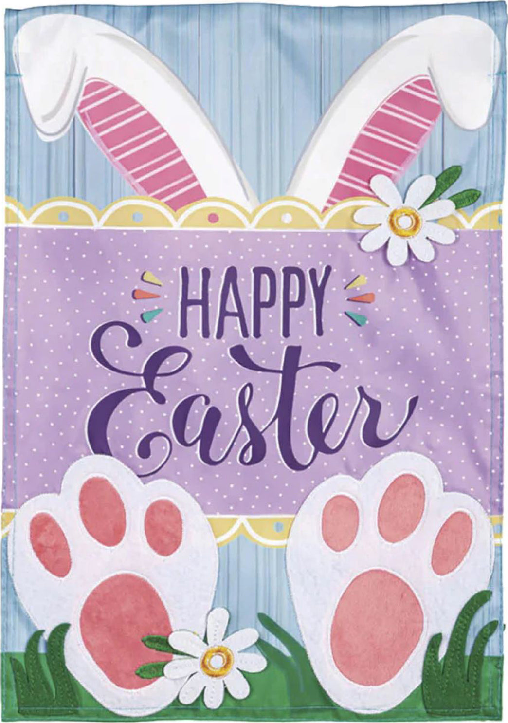 Happy Easter Bunny Applique Garden Flag