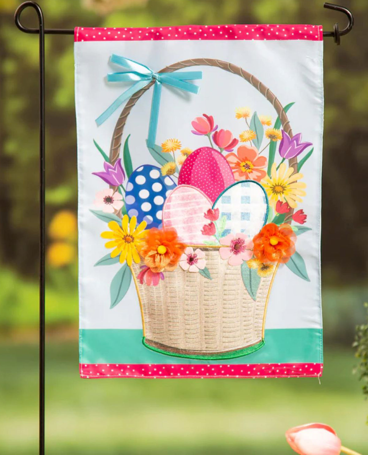 Easter Basket Applique Garden Flag