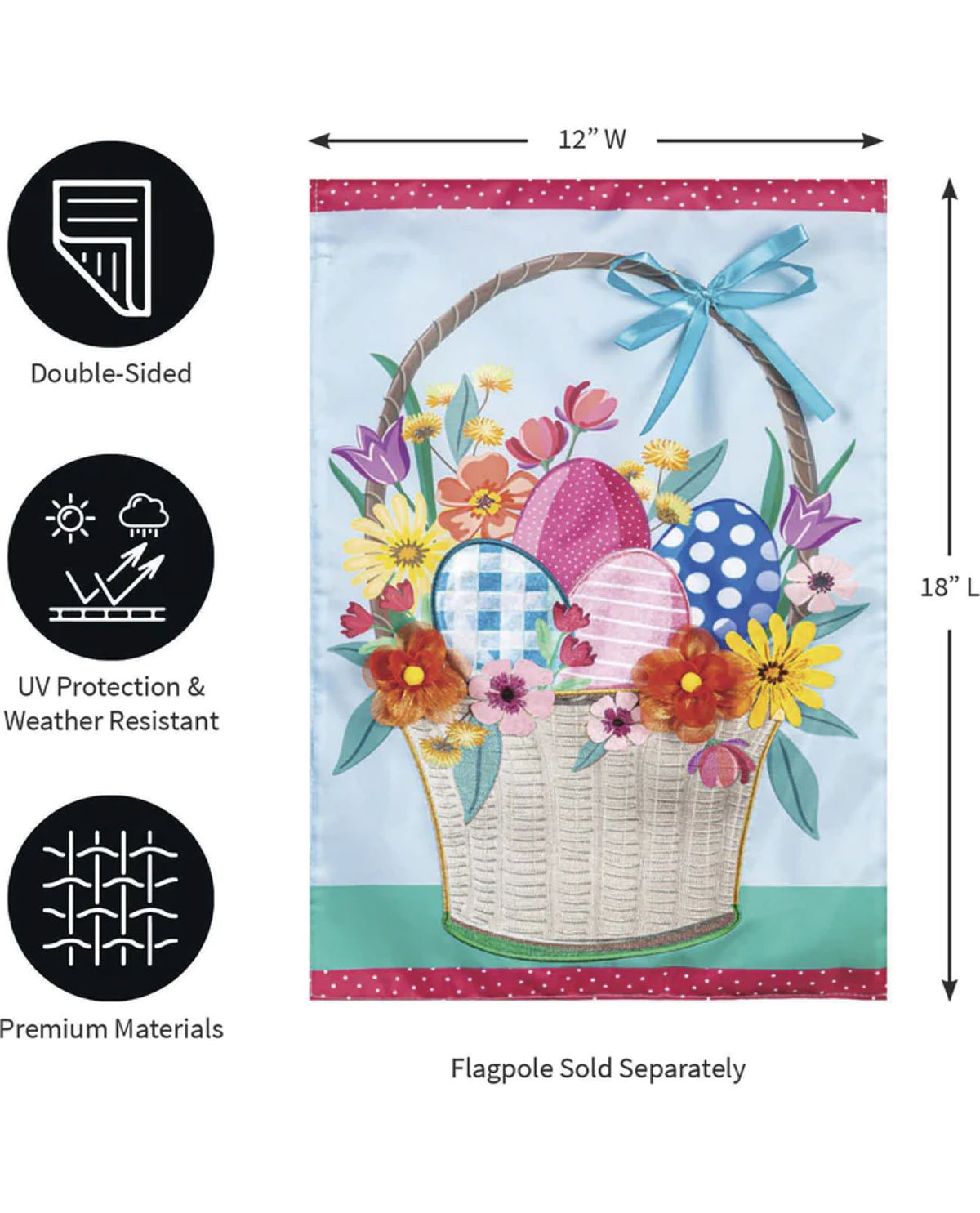 Easter Basket Applique Garden Flag