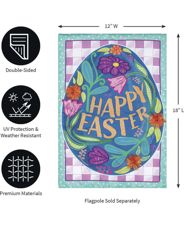 Happy Easter Egg Applique Garden Flag