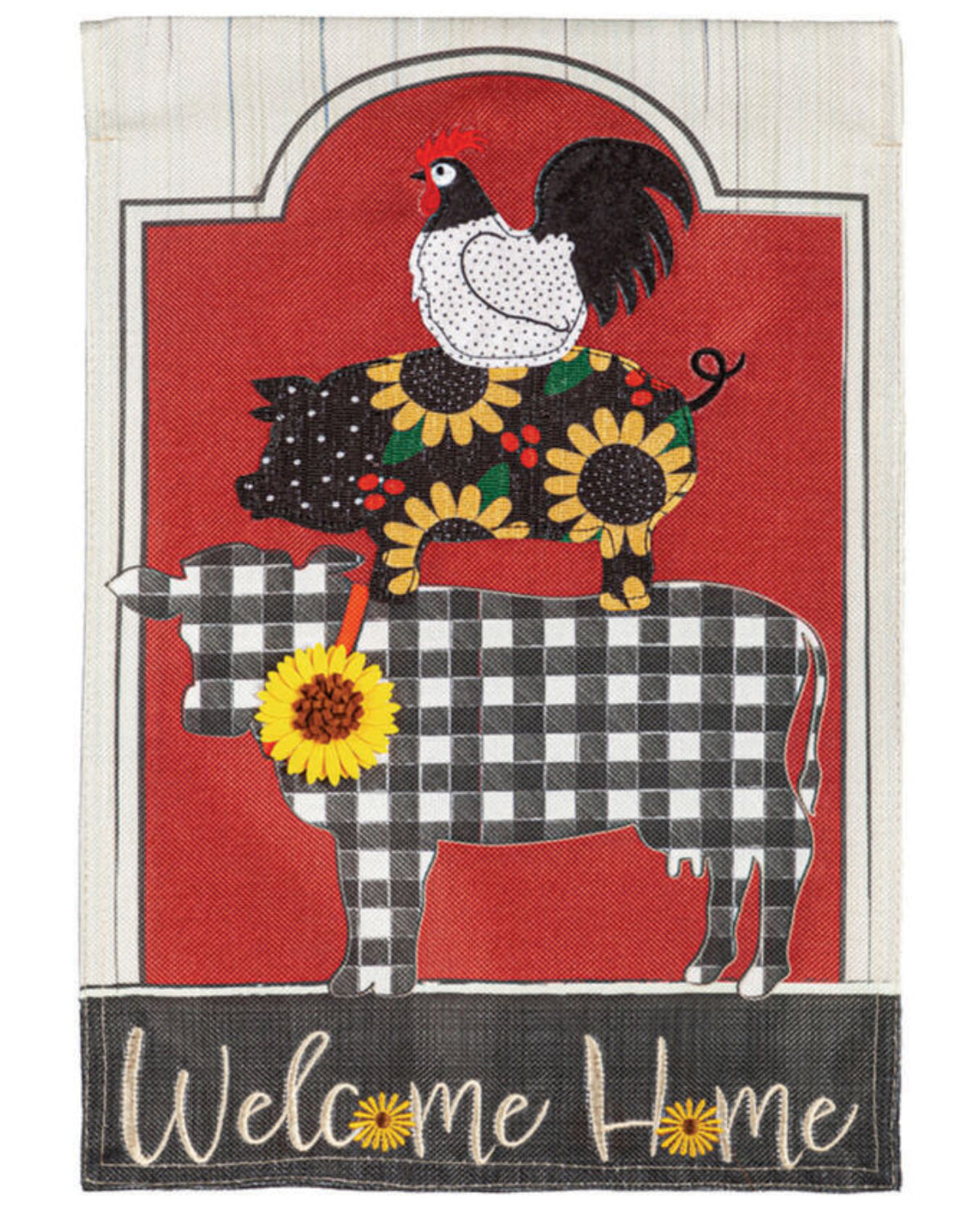 Farm Friends Burlap Garden Flag