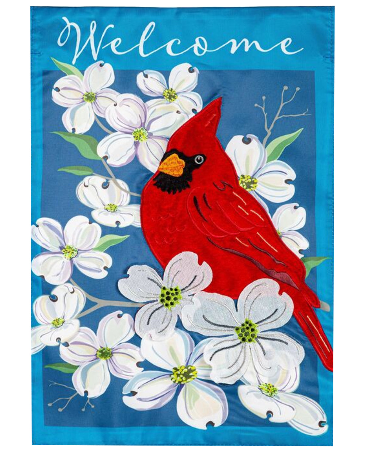 Dogwood Cardinal Applique Garden Flag
