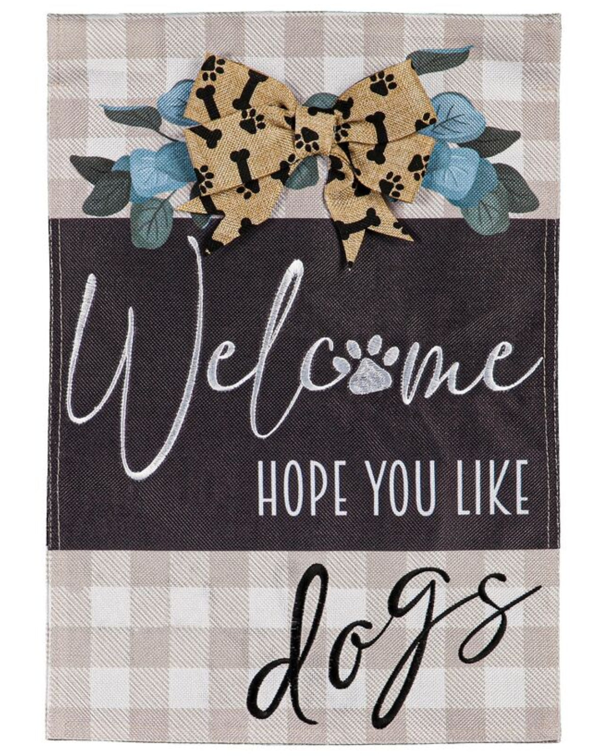 Dogs And Checks Garden Burlap Flag