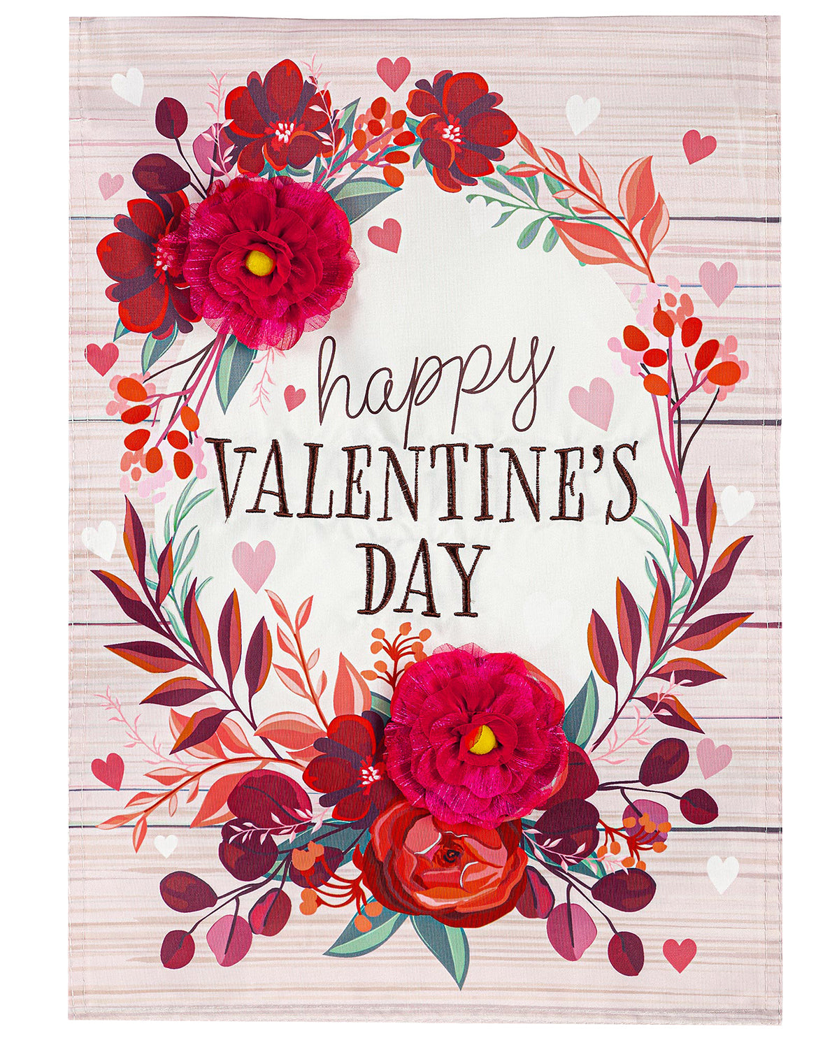 Floral Valentine's Day 3D Garden Flag