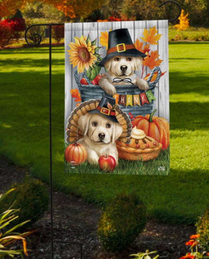 Pilgrim Puppies Autumn Garden Flag