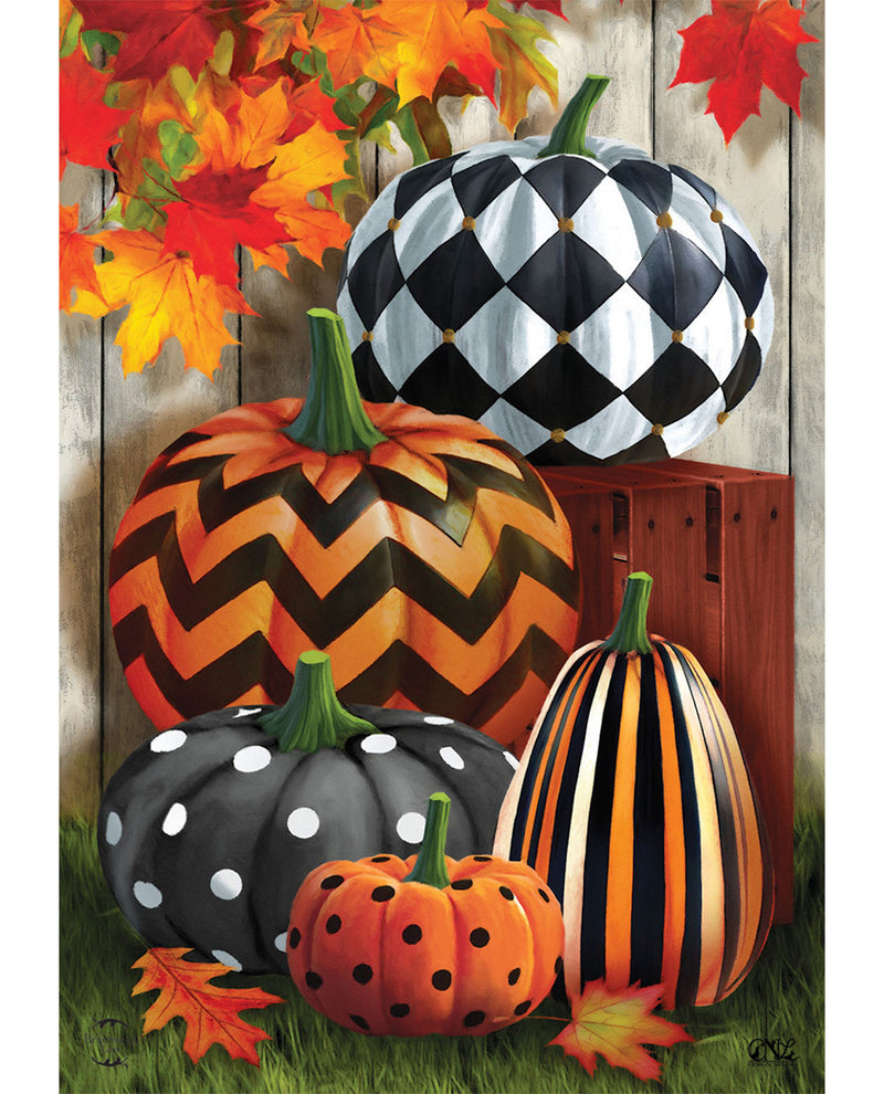 Patterned Pumpkins Autumn House Flag