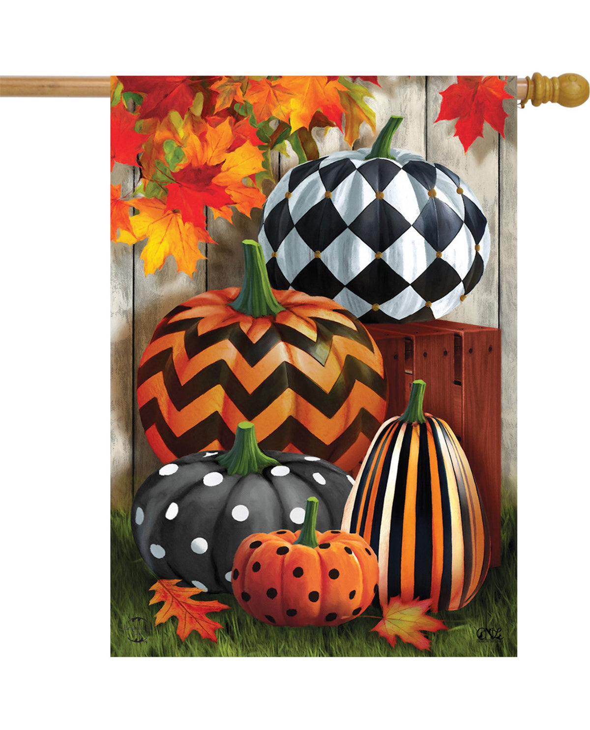 Patterned Pumpkins Autumn House Flag
