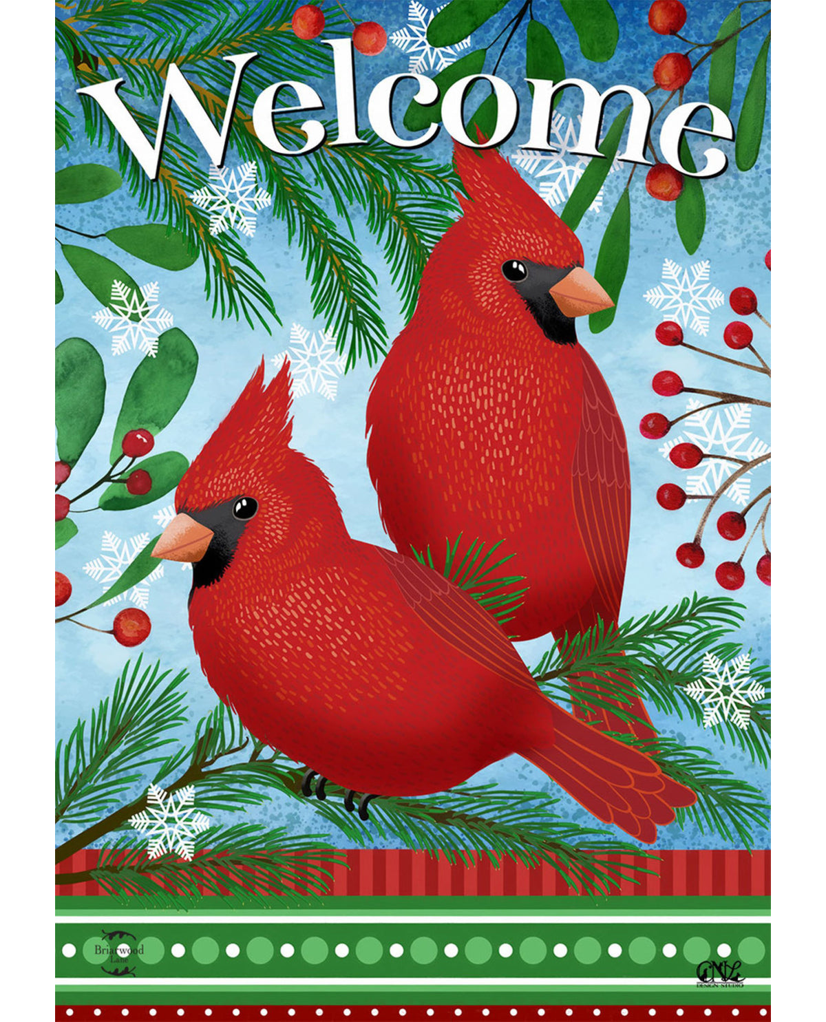 Welcome Cardinals Winter Garden Flag