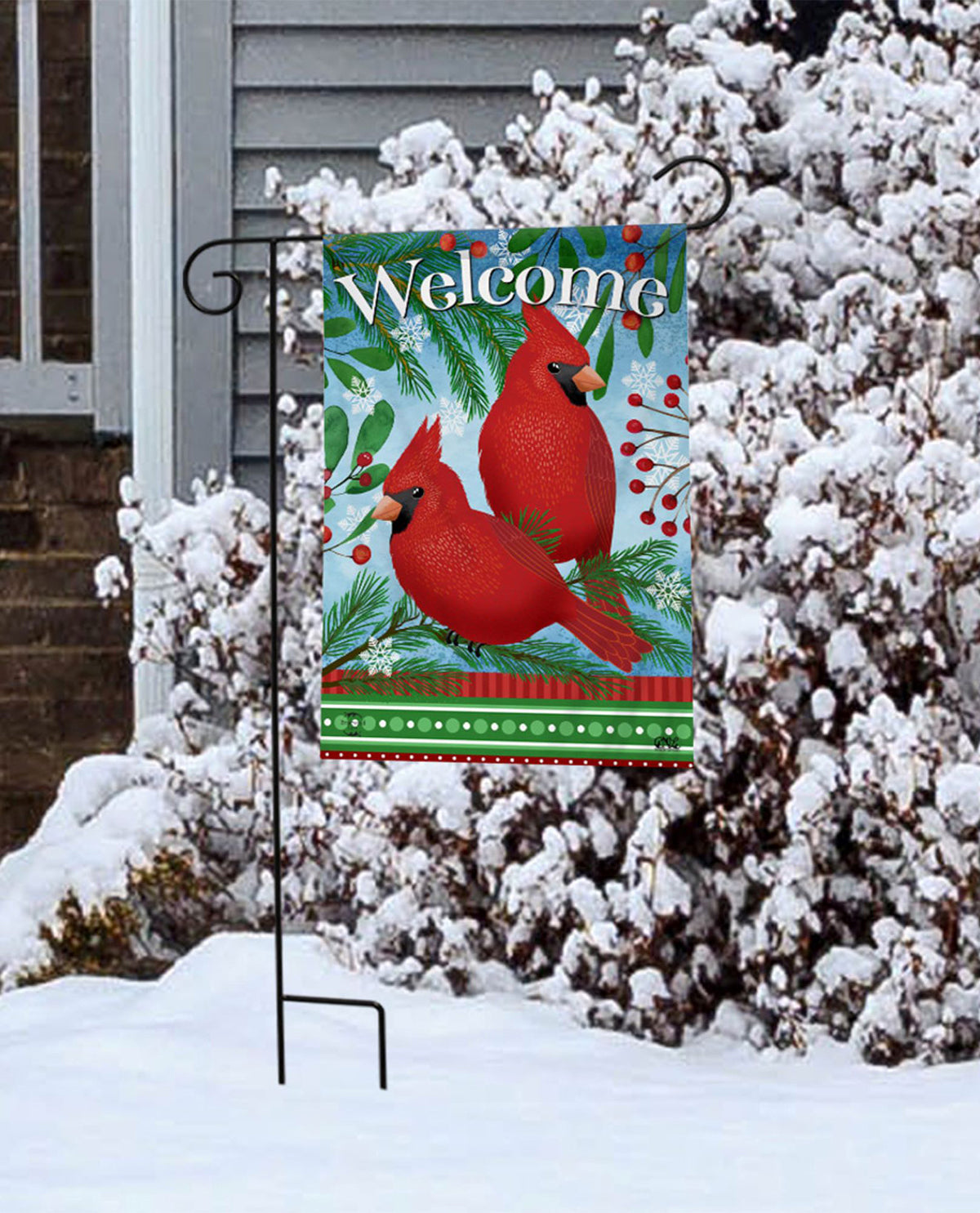 Welcome Cardinals Winter Garden Flag