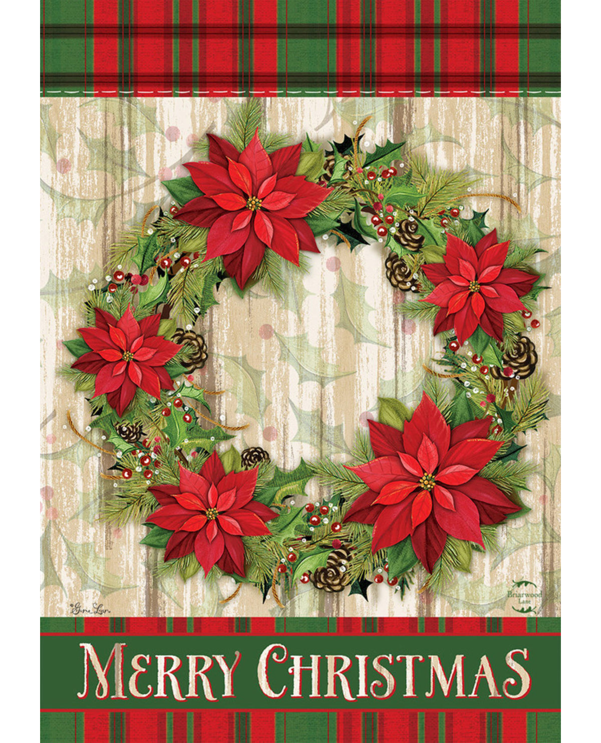 Christmas Poinsettia Wreath Garden Flag