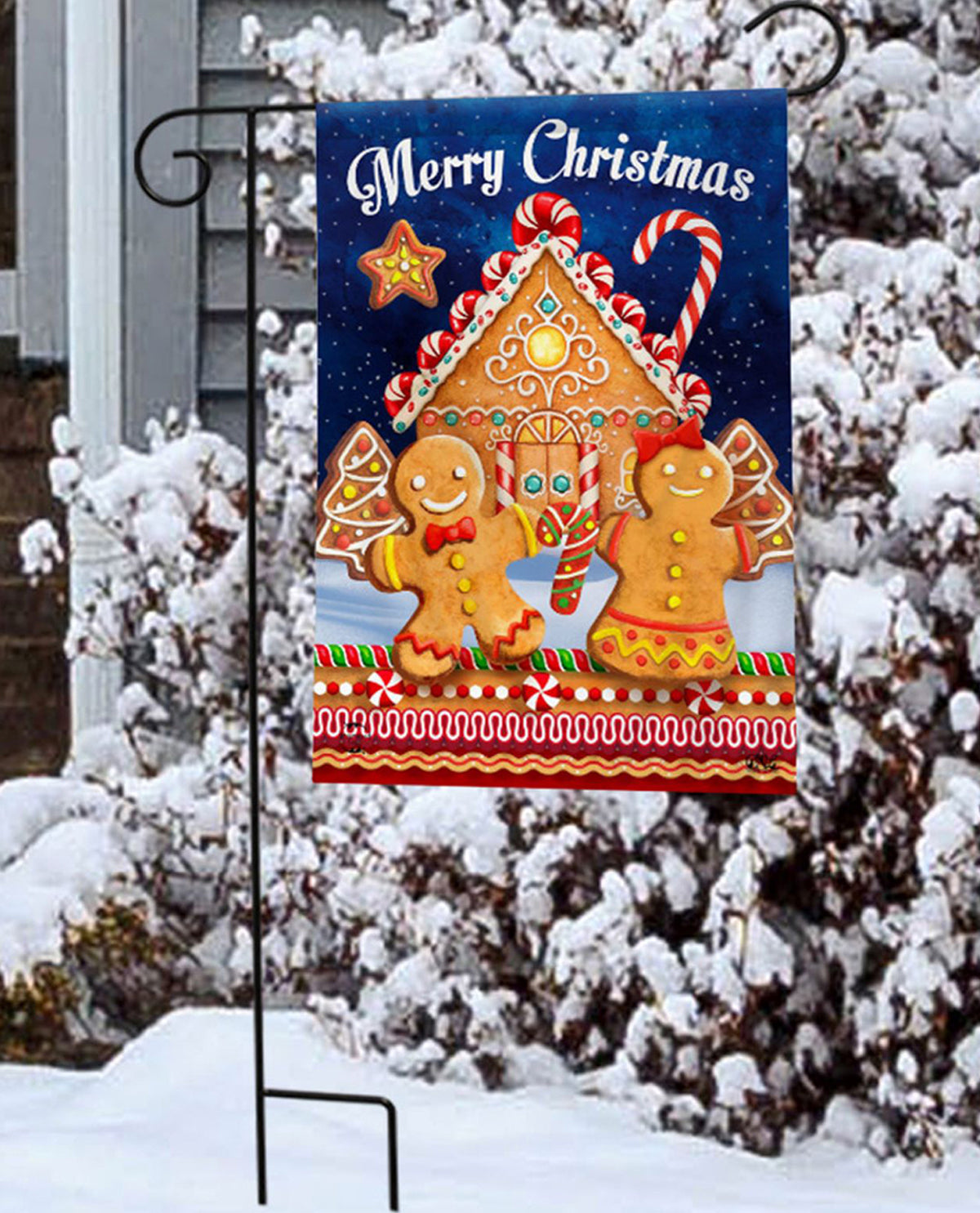 Gingerbread House Christmas Garden Flag