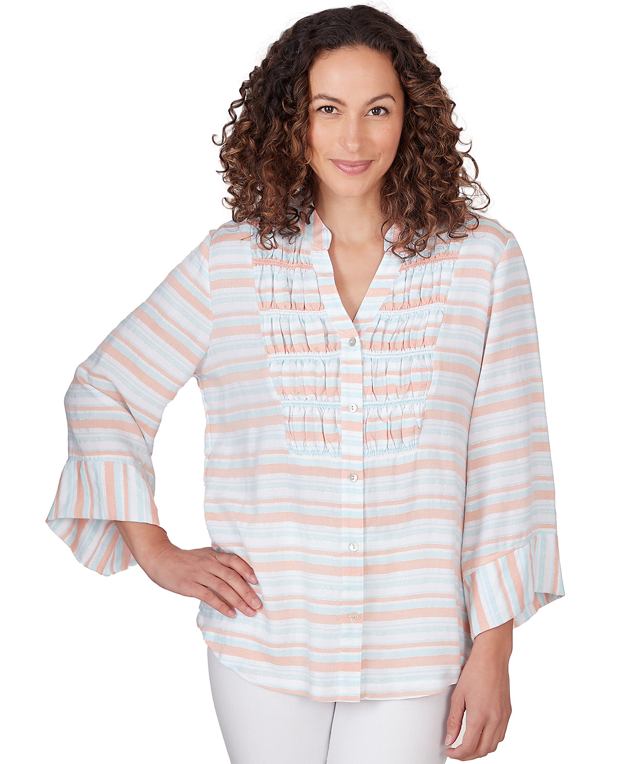 Ruby Road Spring Breeze Stripe Woven Top