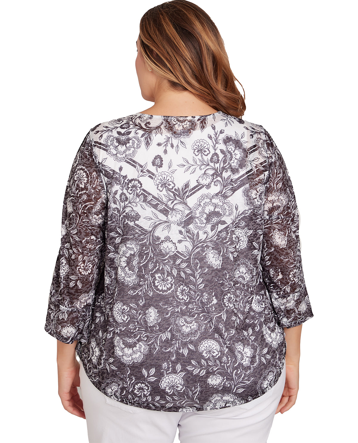 Ruby Road Women's Pattern Play Burnout Printed Jersey Top