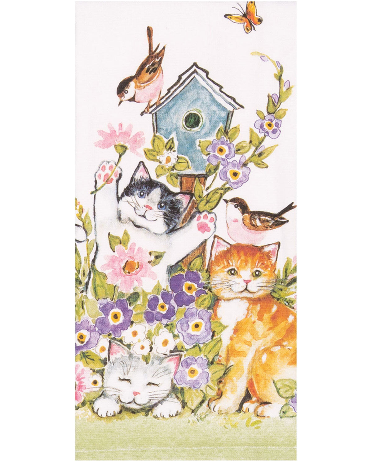 Birdhouse & Kittens Dual-Purpose Kitchen Towel