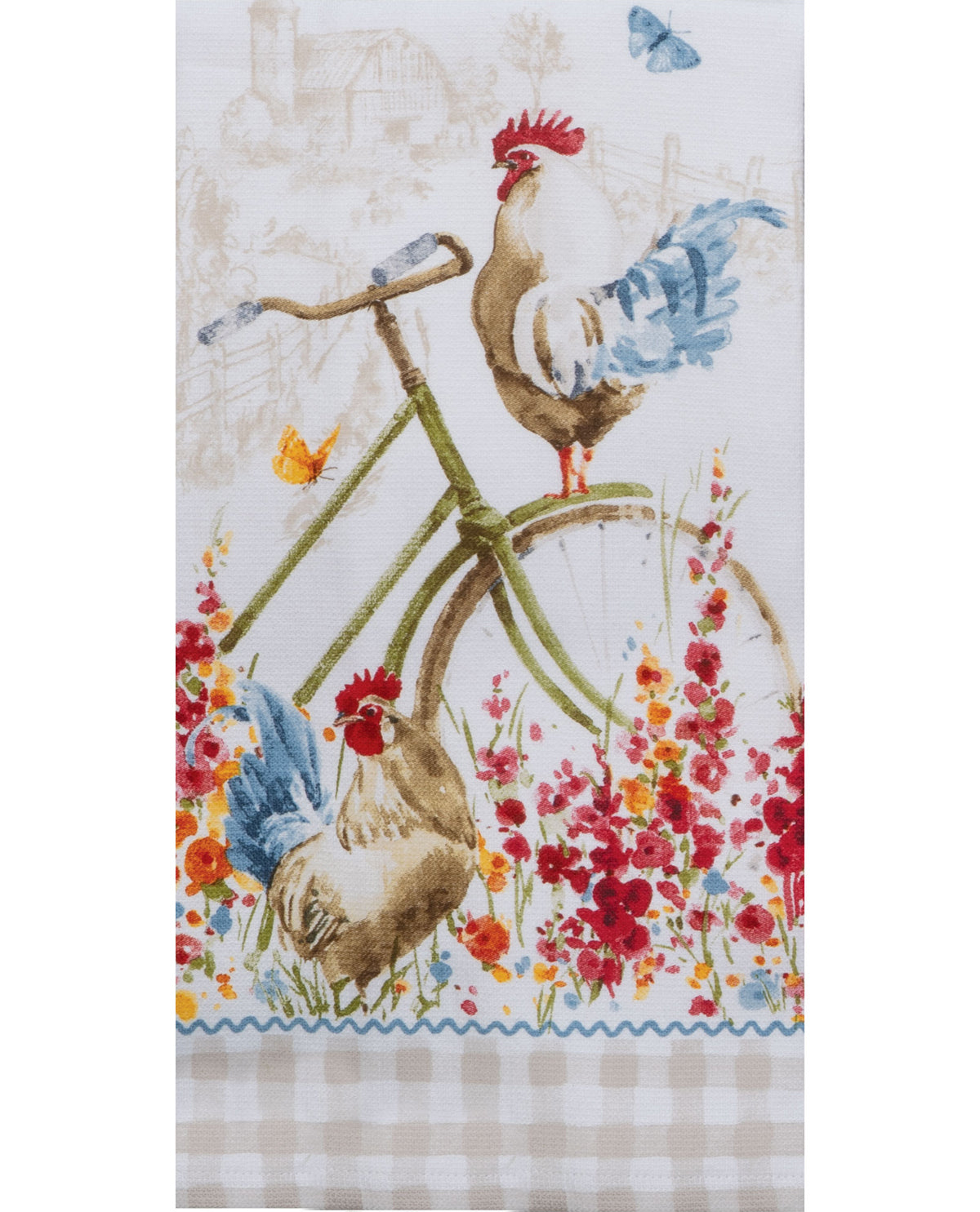 Floral Rooster Dual-Purpose Kitchen Towel