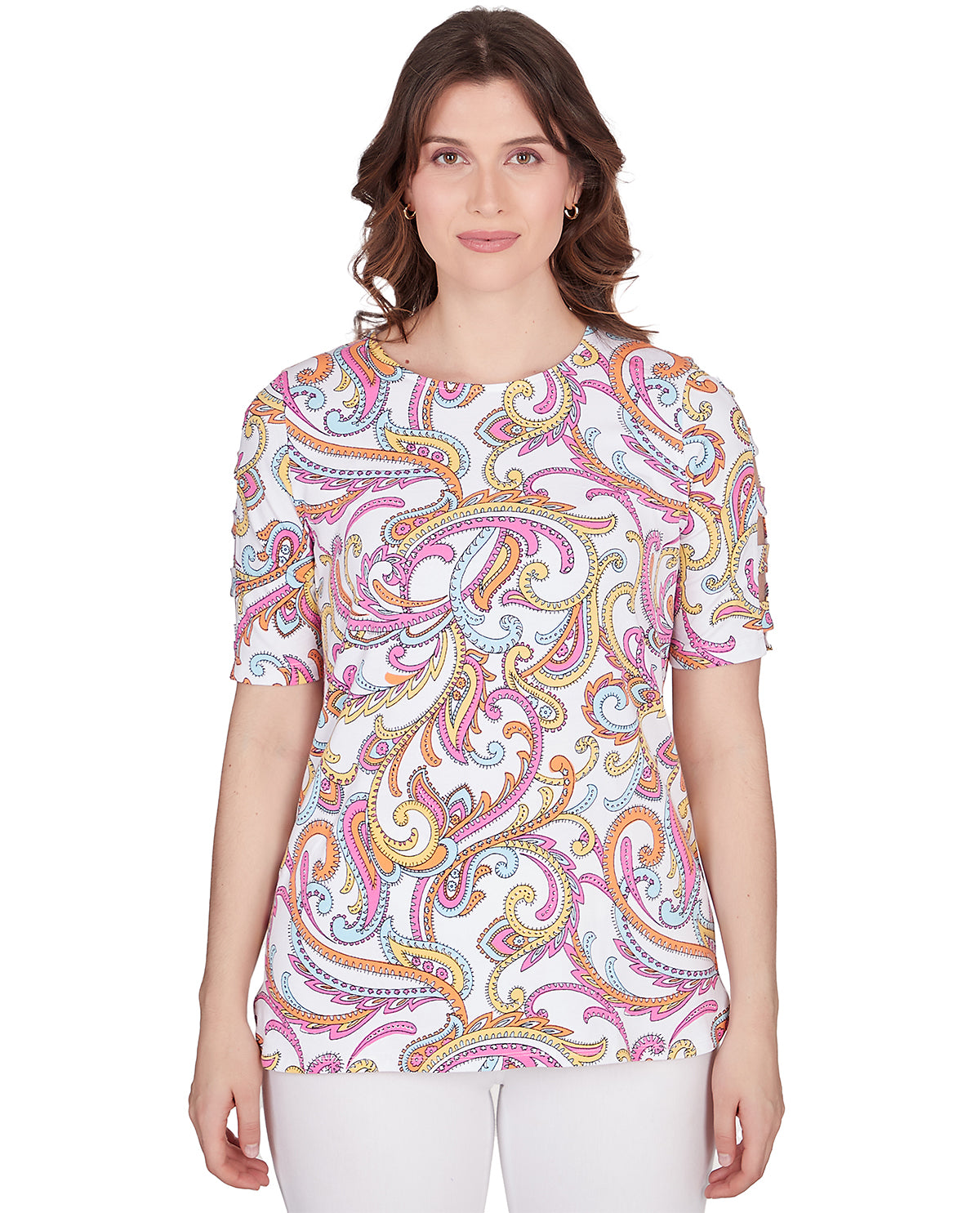 Ruby Road Petite Tropical Twist Petite Short Sleeve Print Top