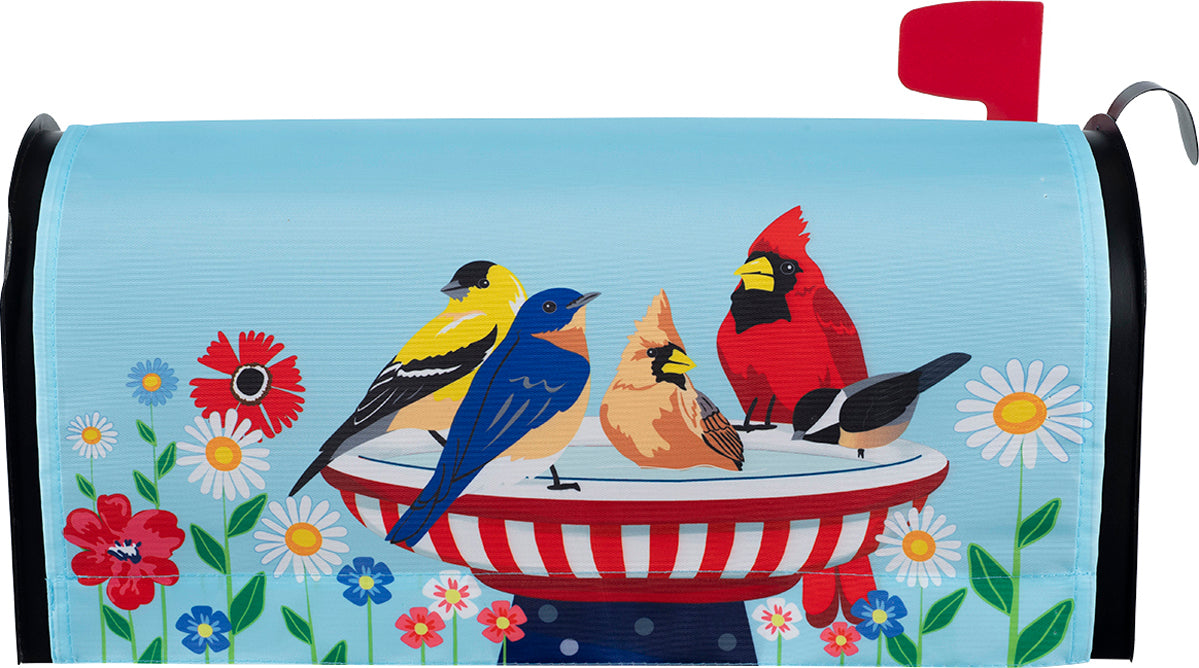 Birdbath Friends Mailbox Cover