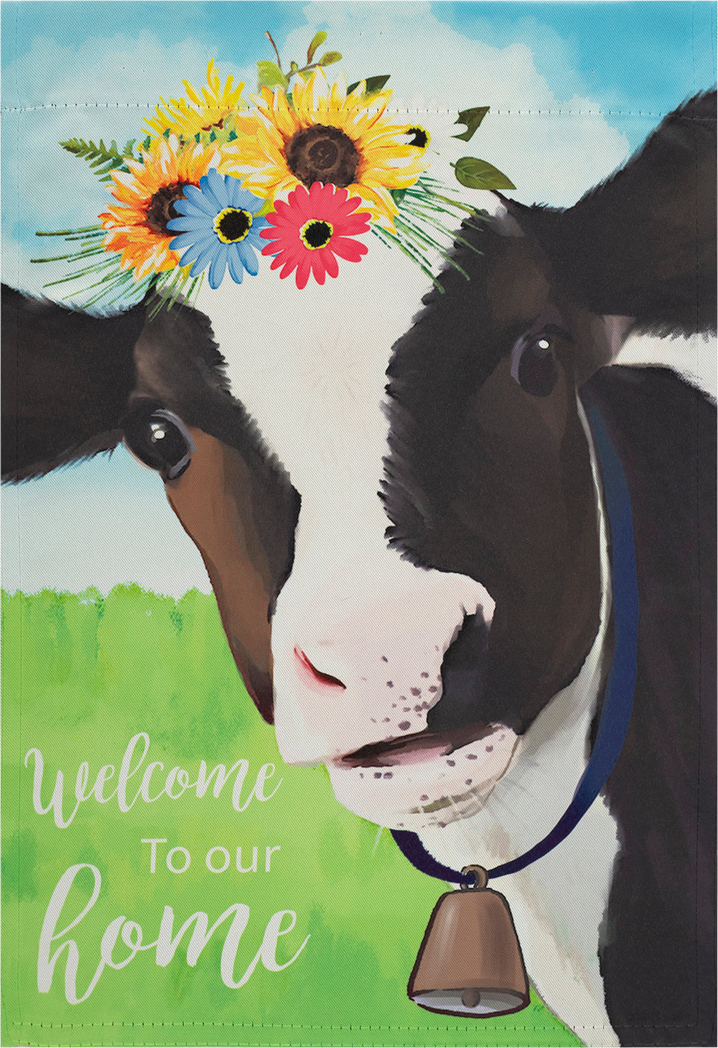 Dairy Cow Welcome Suede Garden Flag