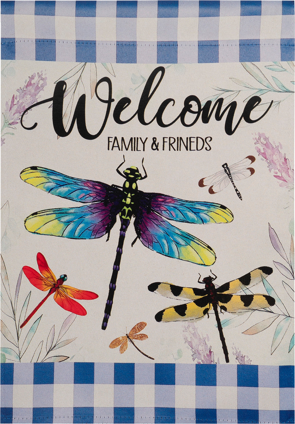 Dragonflies Welcome Suede House Flag