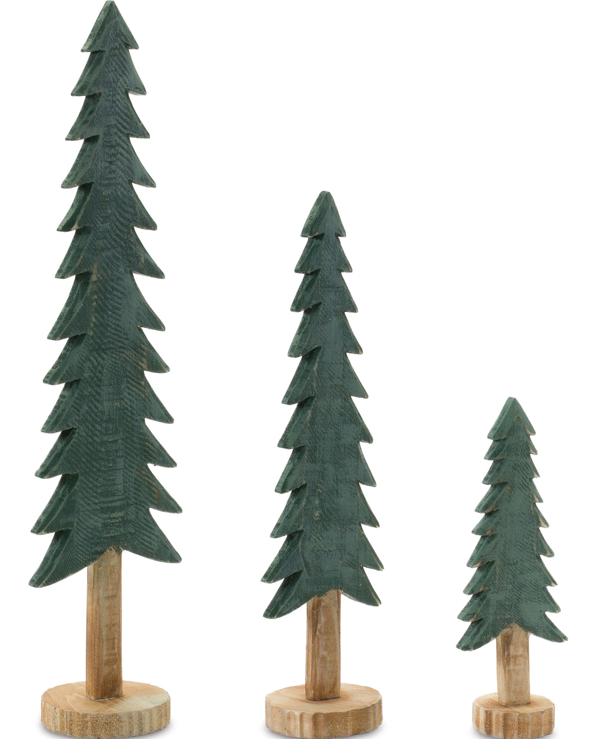 Green Wooden Tree Holiday Tabletop Decoration - 10"