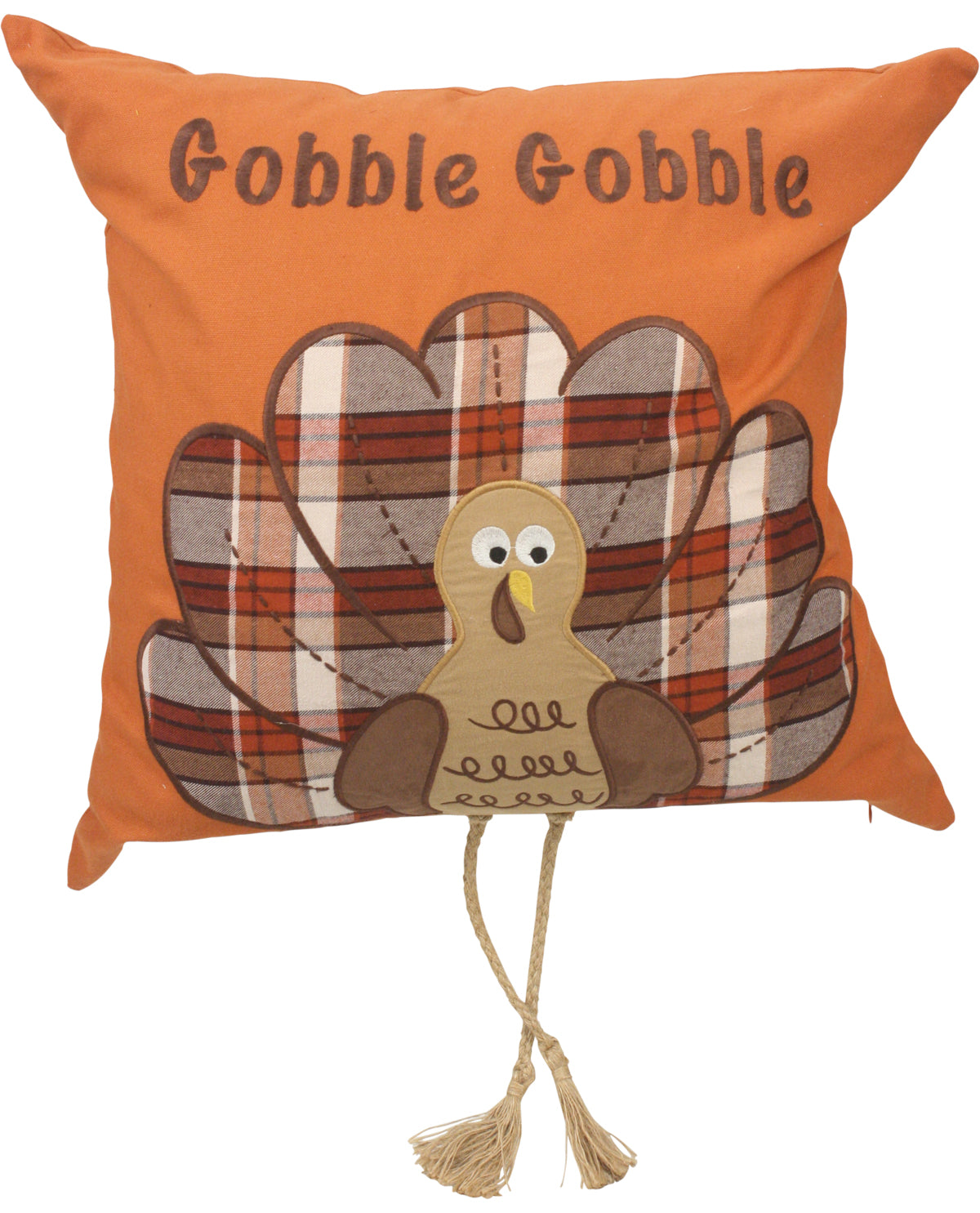 Gobble Gobble Turkey with Dangling Feet Decor Pillow