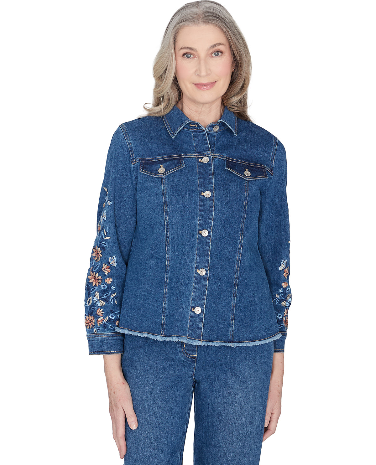 Alfred Dunner Scottsdale Embroidered Fringe Jacket