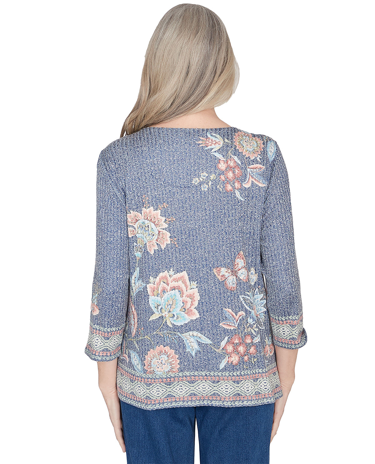 Alfred Dunner Missy Scottsdale Floral Border Knit Top