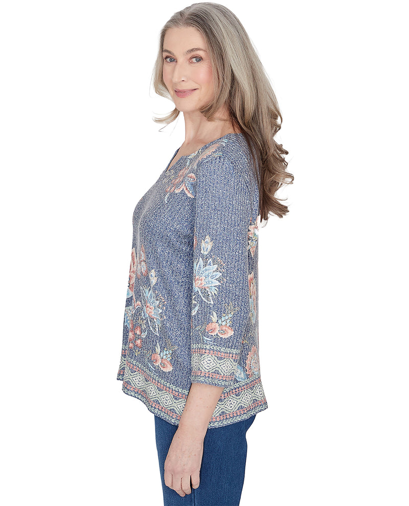 Alfred Dunner Missy Scottsdale Floral Border Knit Top