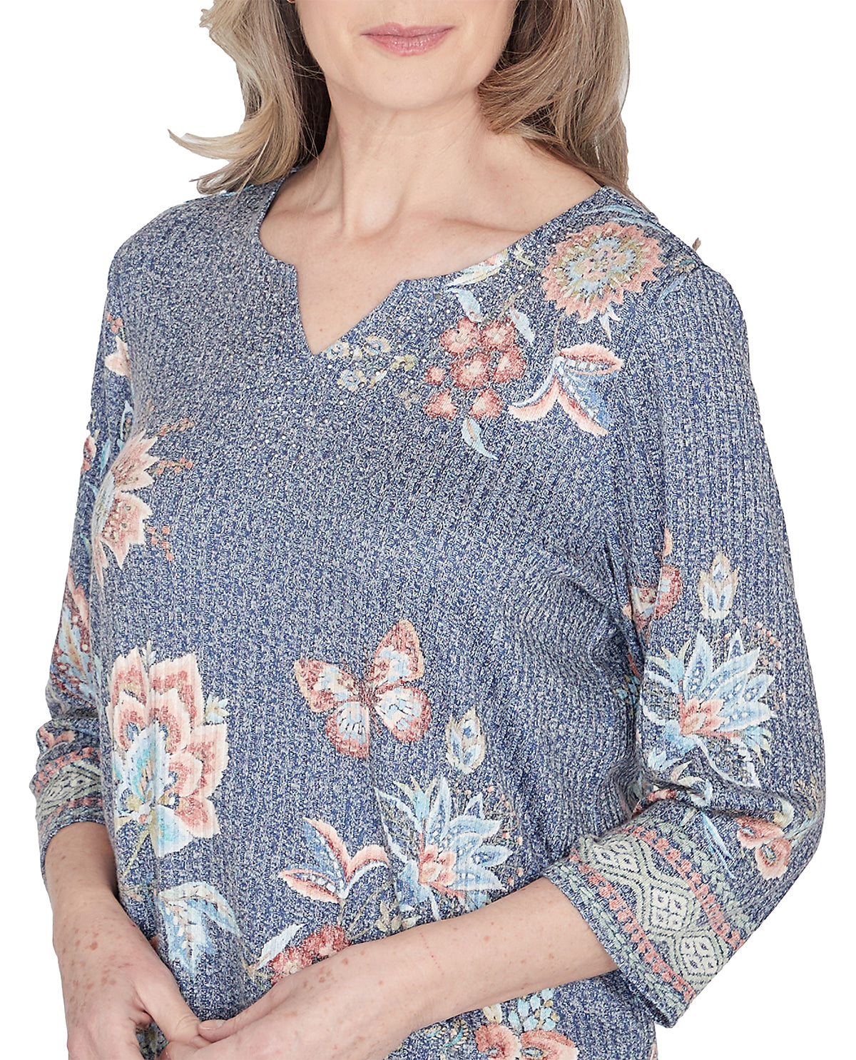 Alfred Dunner Missy Scottsdale Floral Border Knit Top