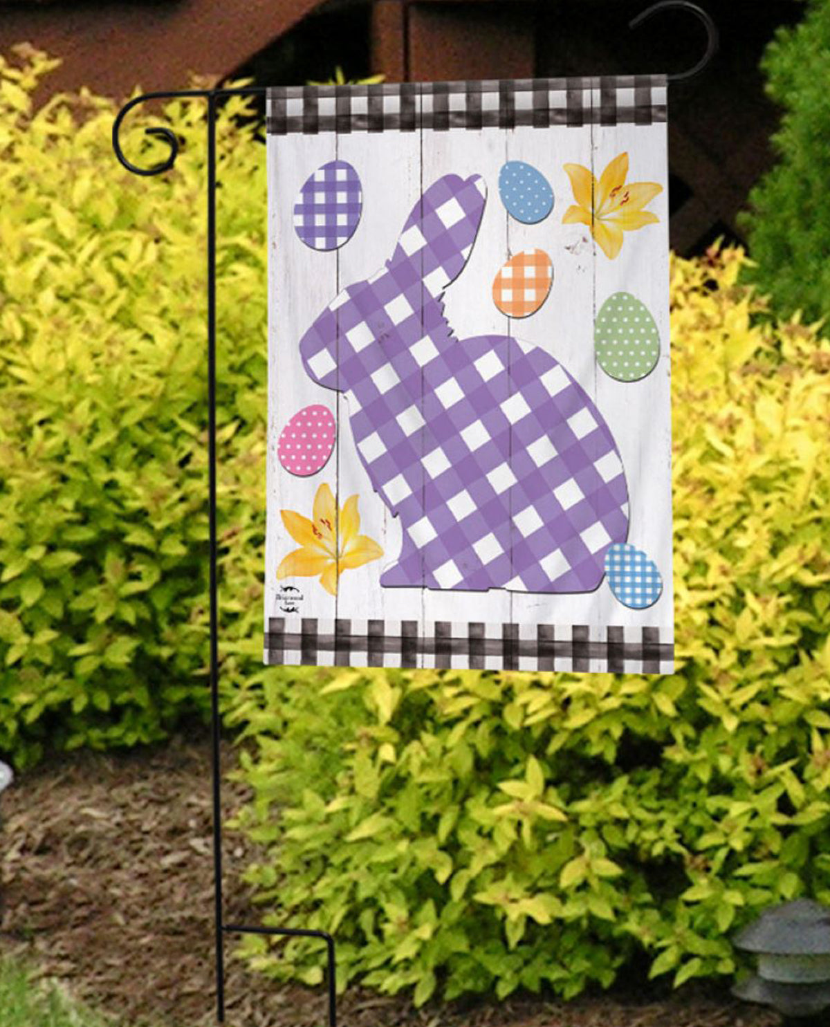 Checkered Spring Bunny Garden Flag