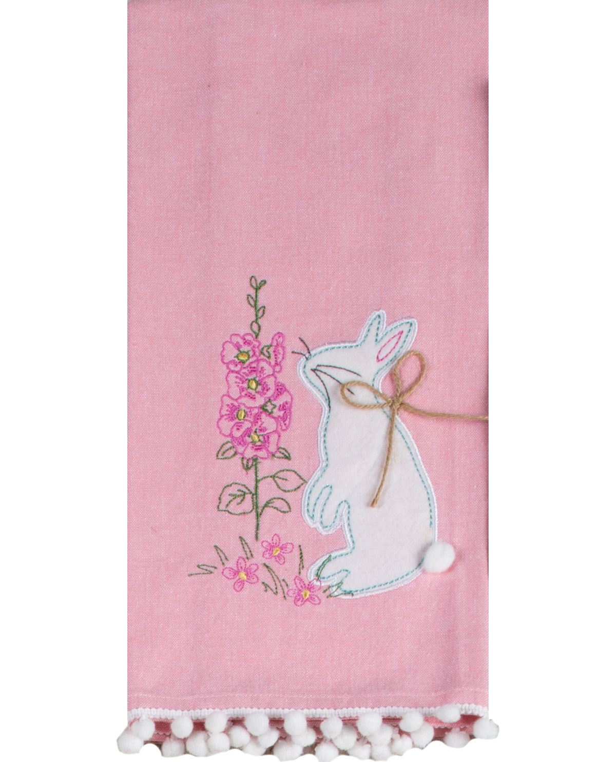 Easter Wishes Pink Applique Tea Towel