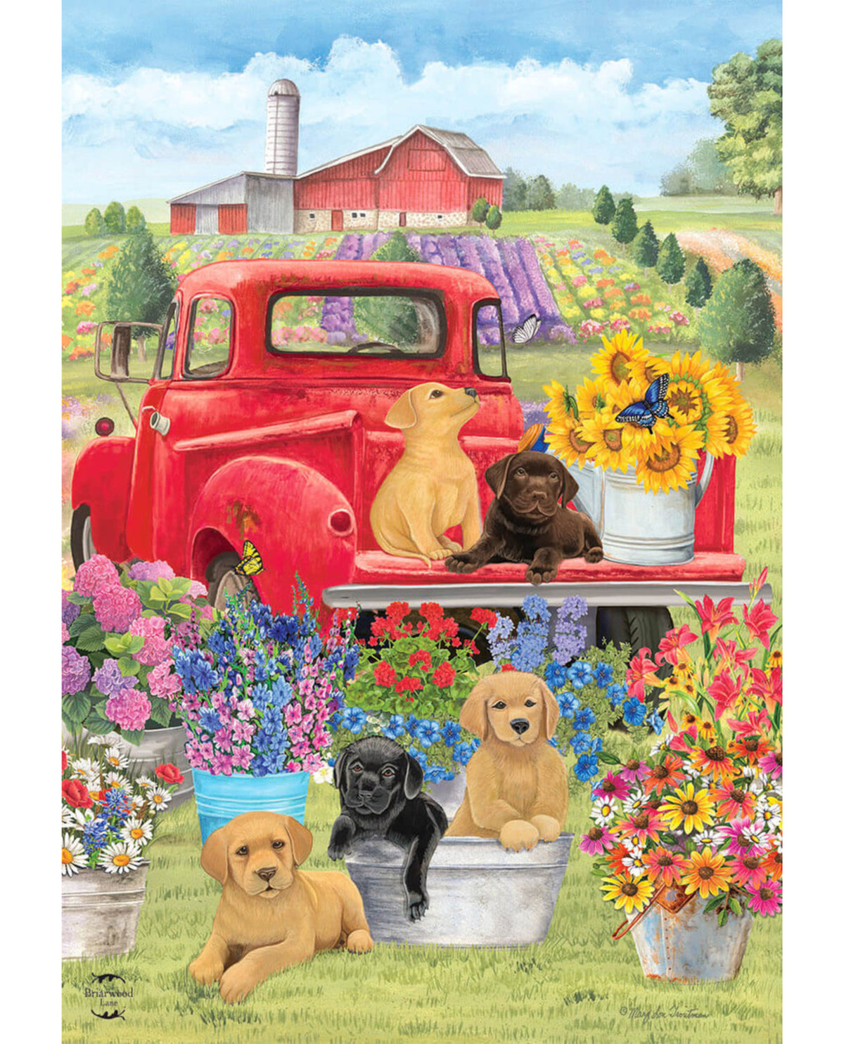 Spring Day Puppies Garden Flag