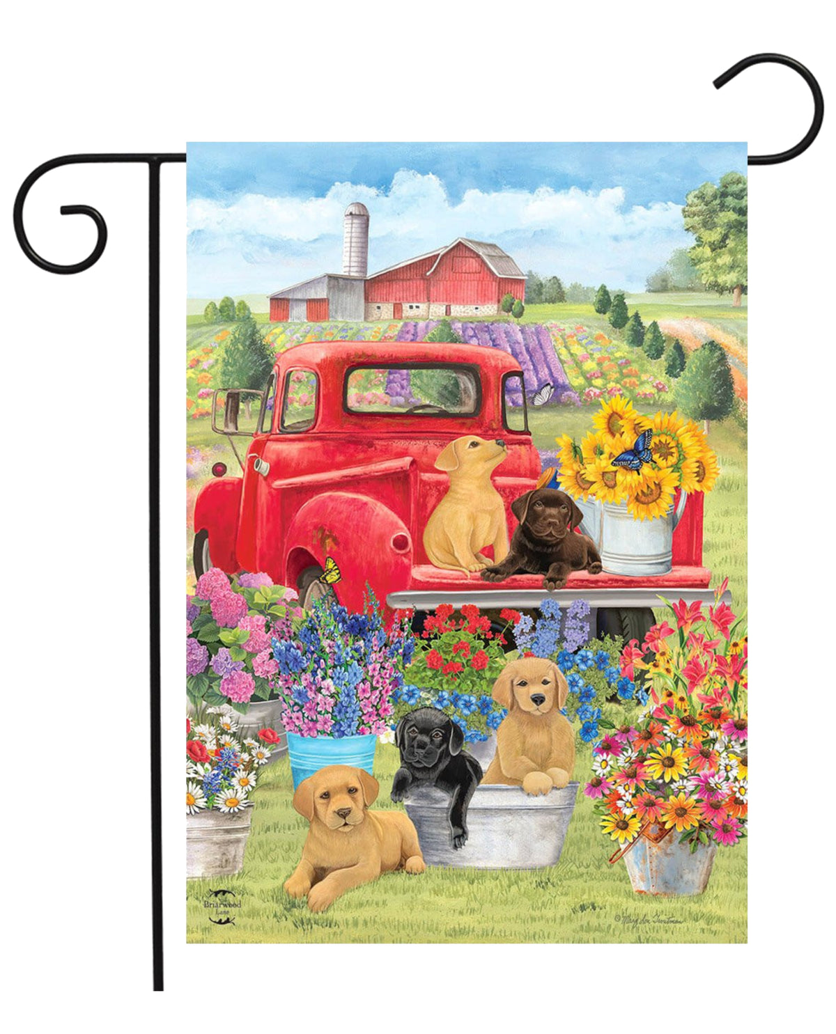 Spring Day Puppies Garden Flag