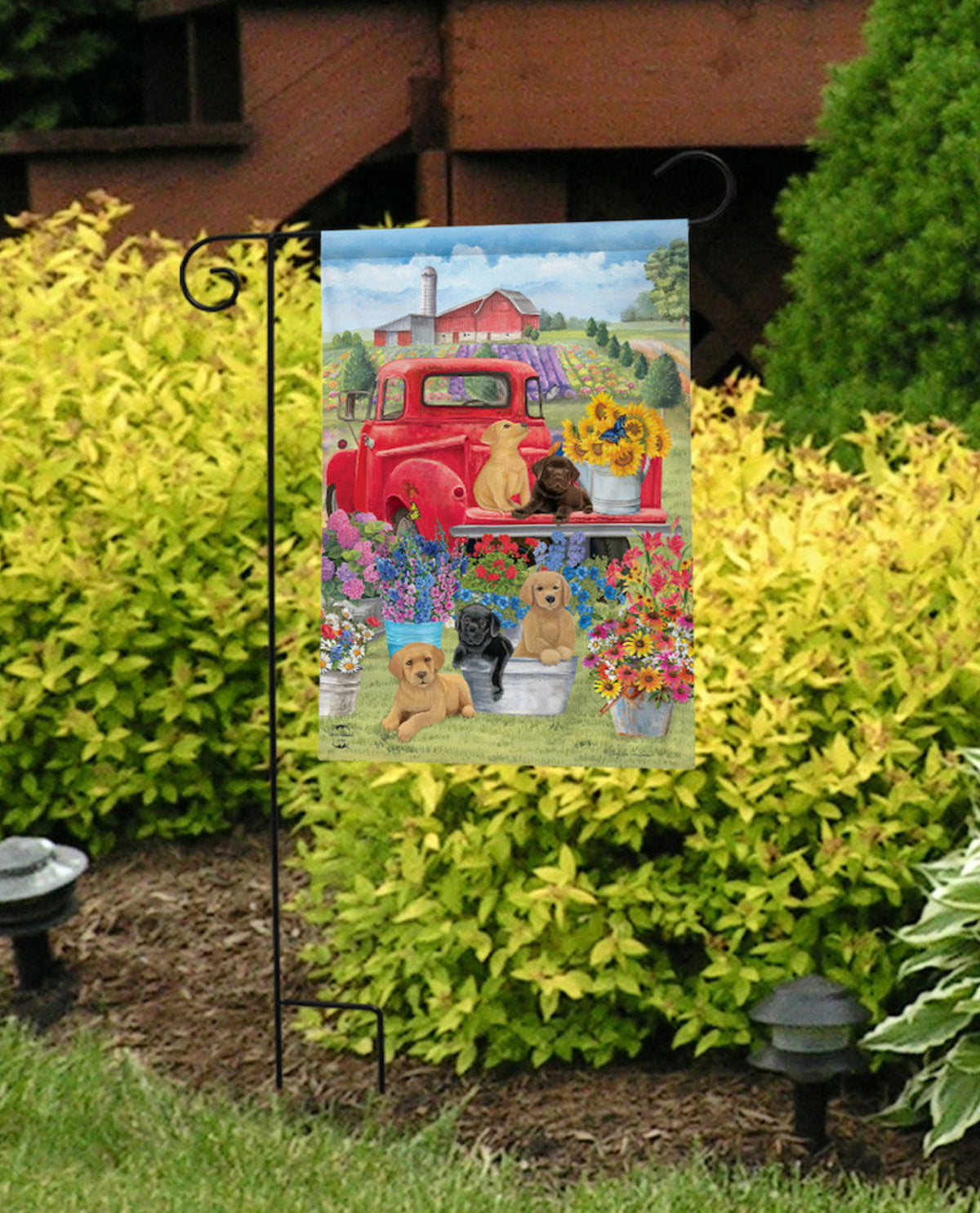 Spring Day Puppies Garden Flag