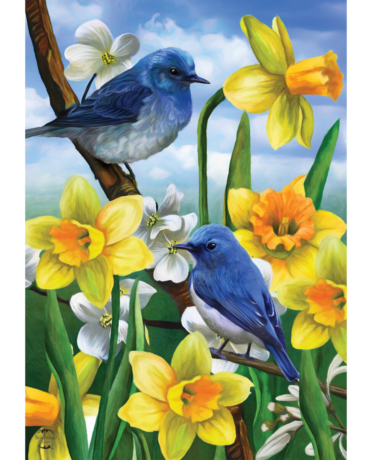 Bluebirds & Daffodils Garden Flag