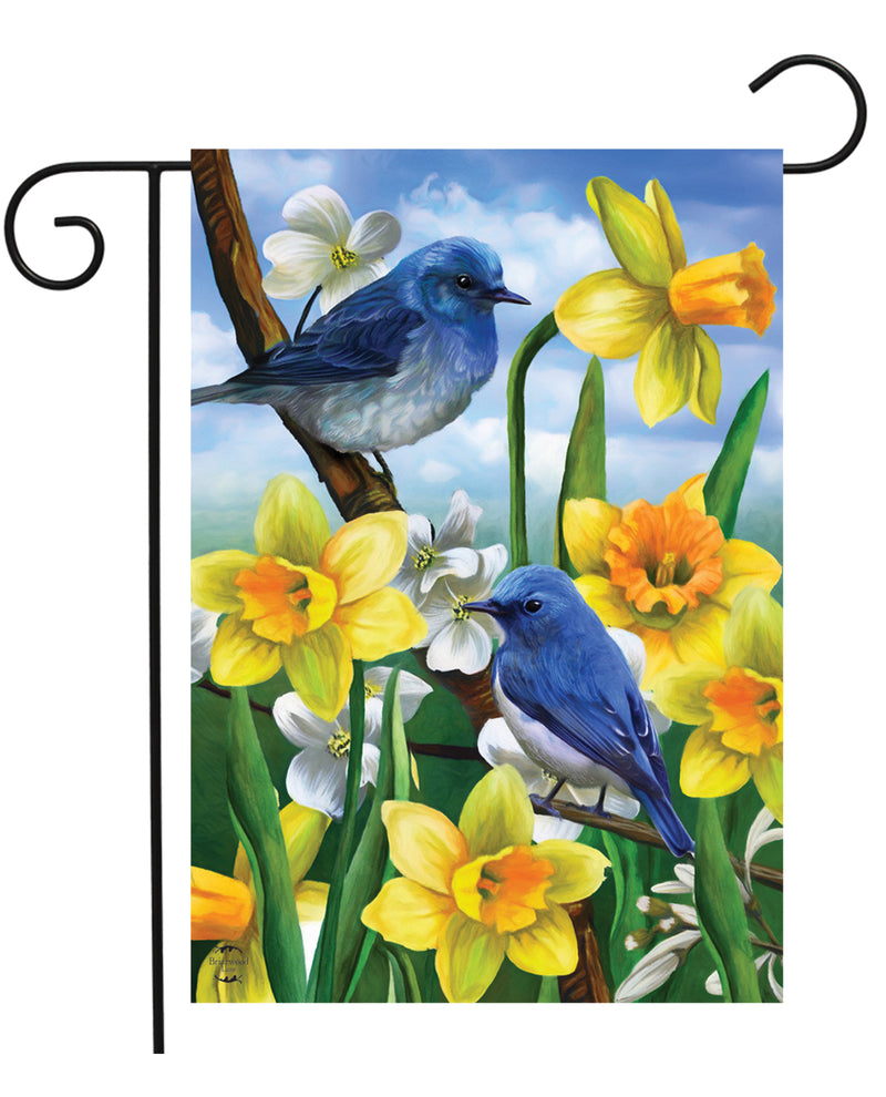 Bluebirds & Daffodils Garden Flag