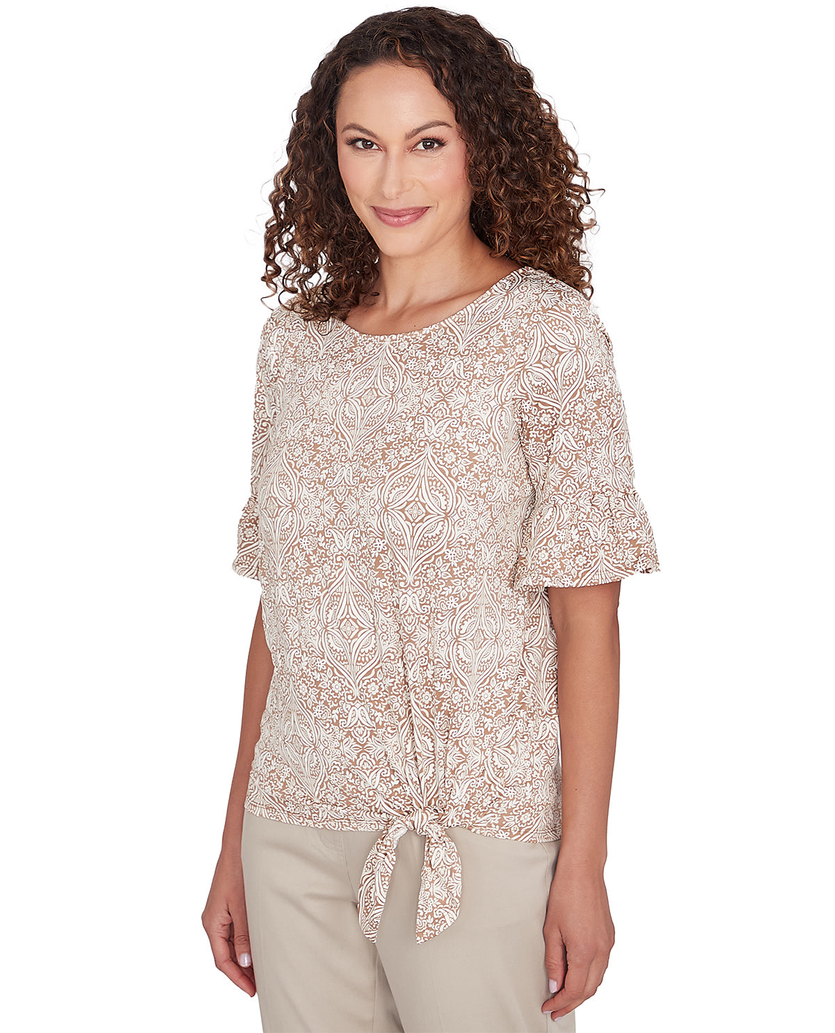 Ruby Road Missy Keep It Natural Short Sleeve Side Tie Top