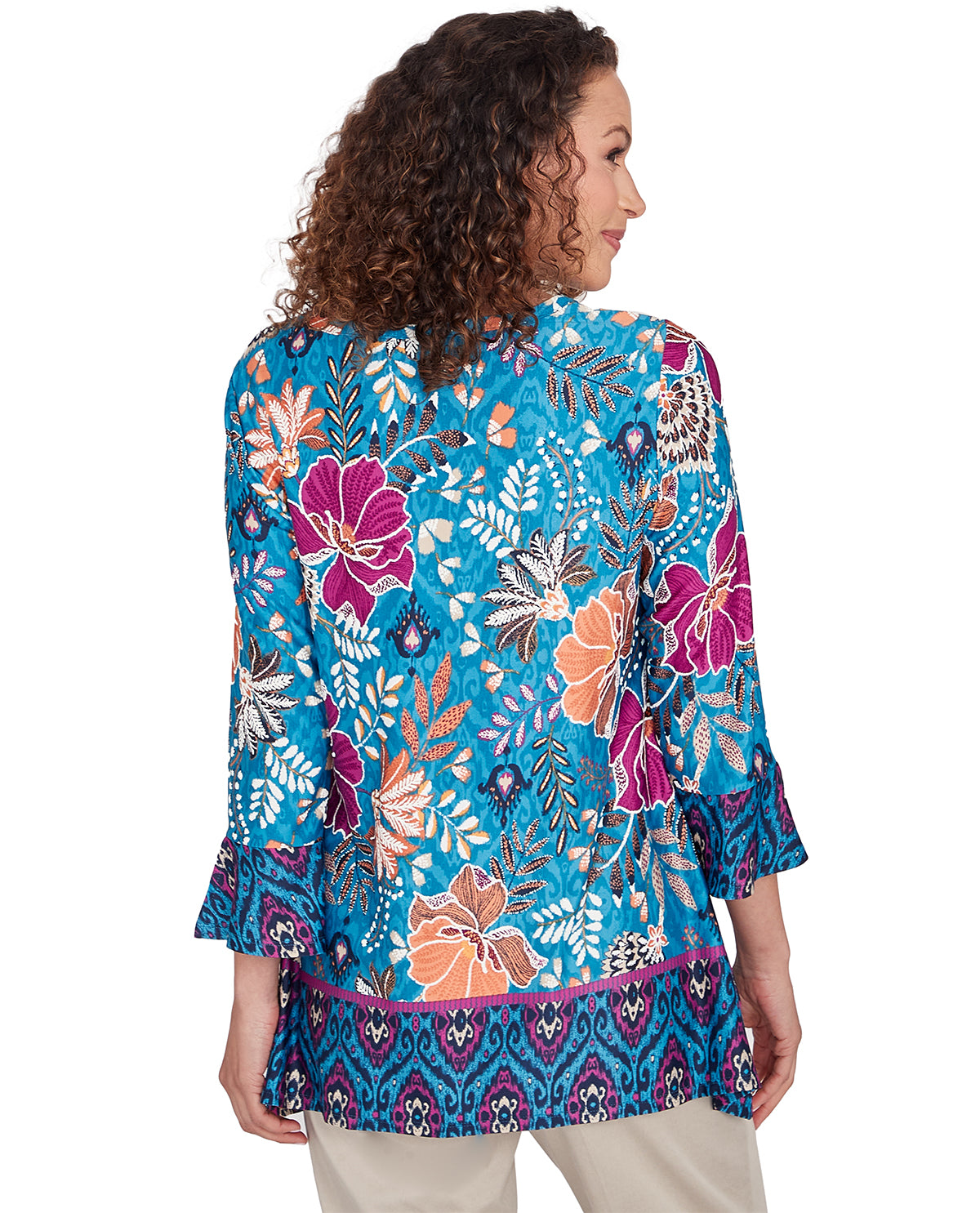 Ruby Road Missy Global Luxe 3/4 Floral Print Knit Top