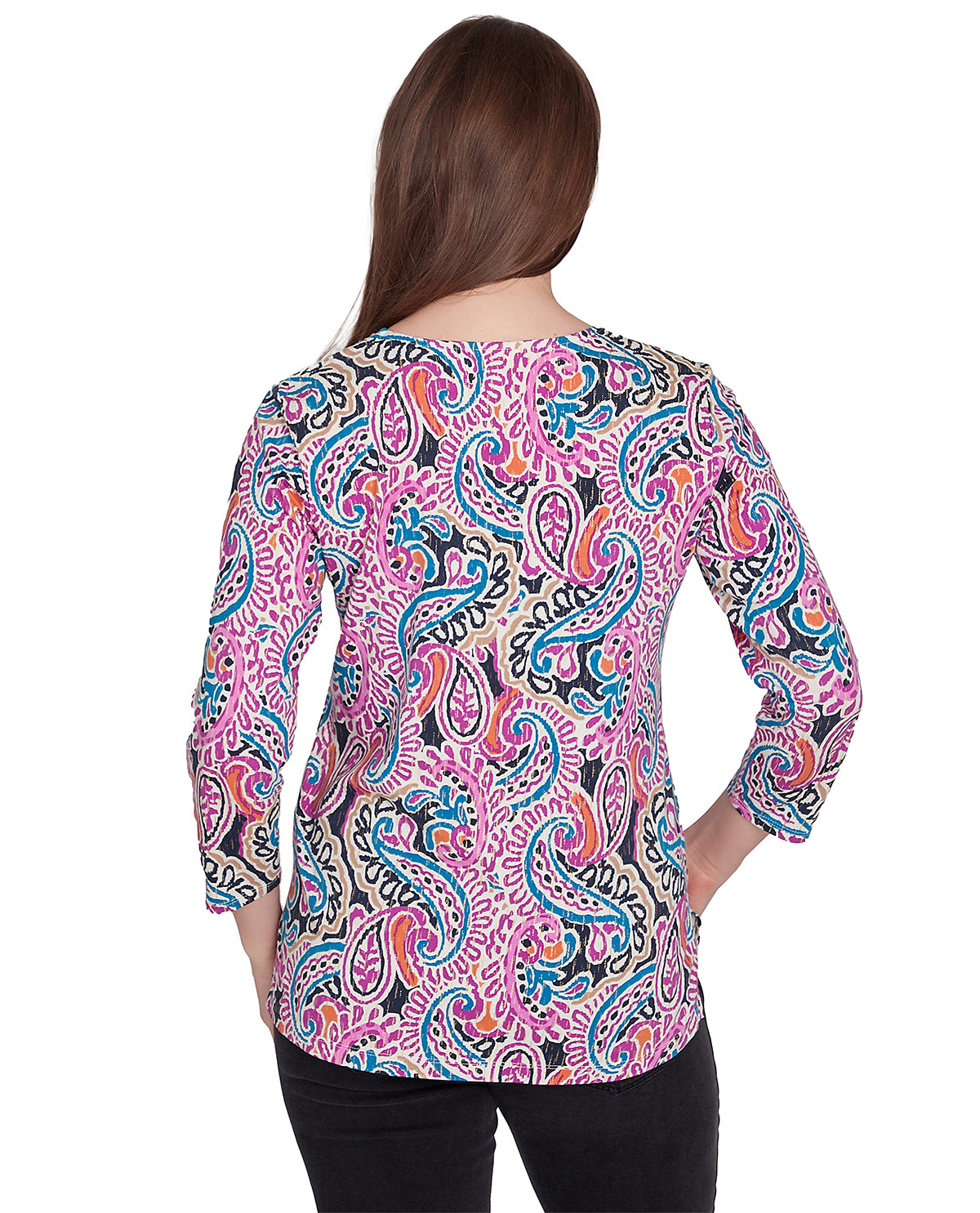 Ruby Road Missy Global Luxe 3/4 Paisley Print Top