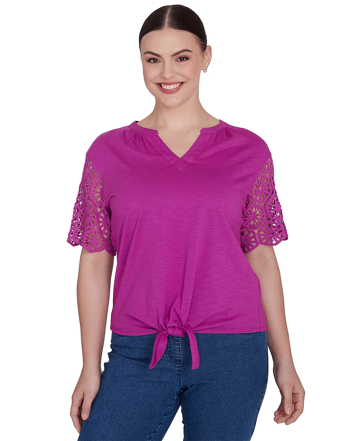 Ruby Road Missy Global Luxe Tie Front Tencel Top