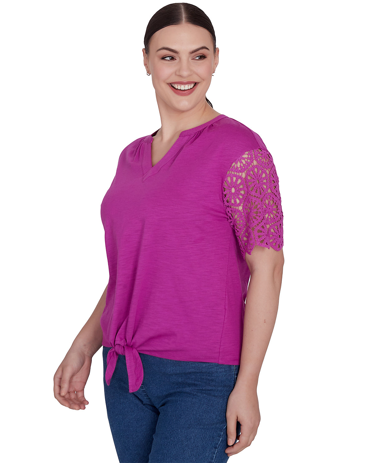 Ruby Road Missy Global Luxe Tie Front Tencel Top