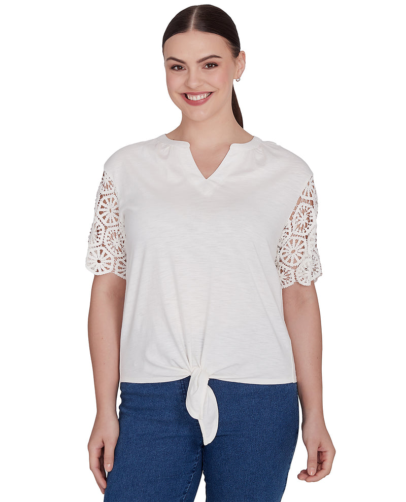Ruby Road Missy Global Luxe Tie Front Tencel Top