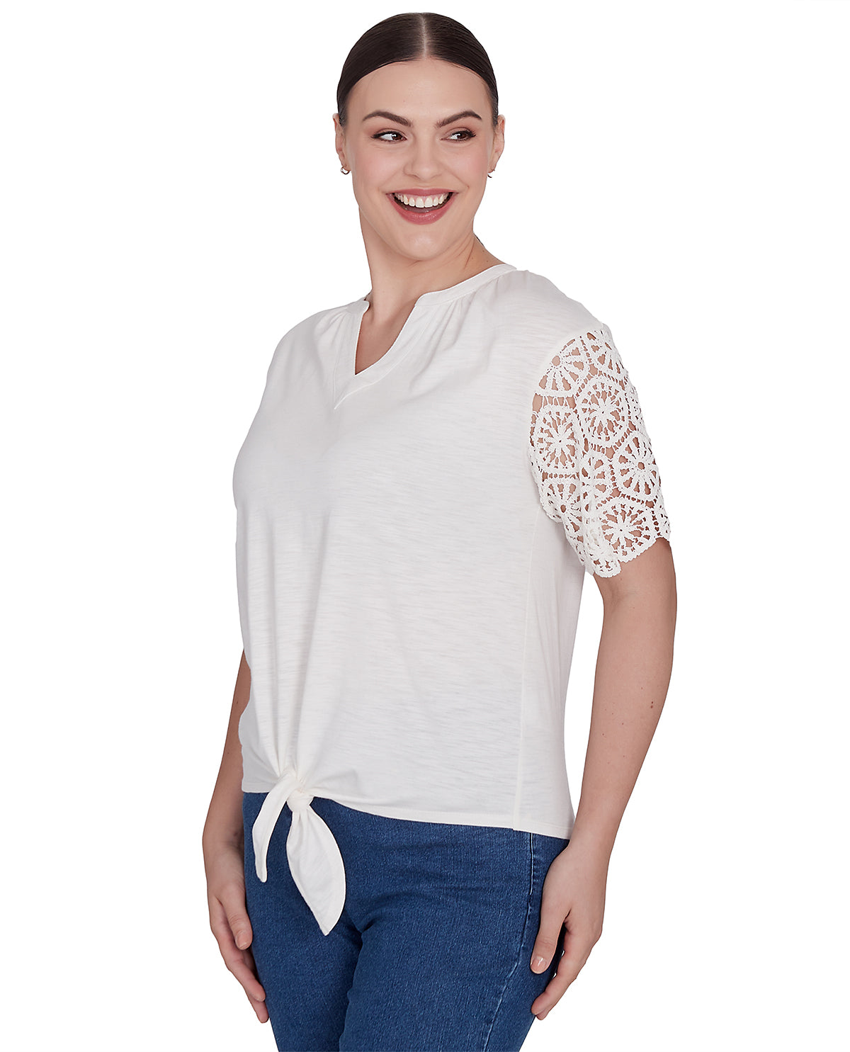 Ruby Road Missy Global Luxe Tie Front Tencel Top