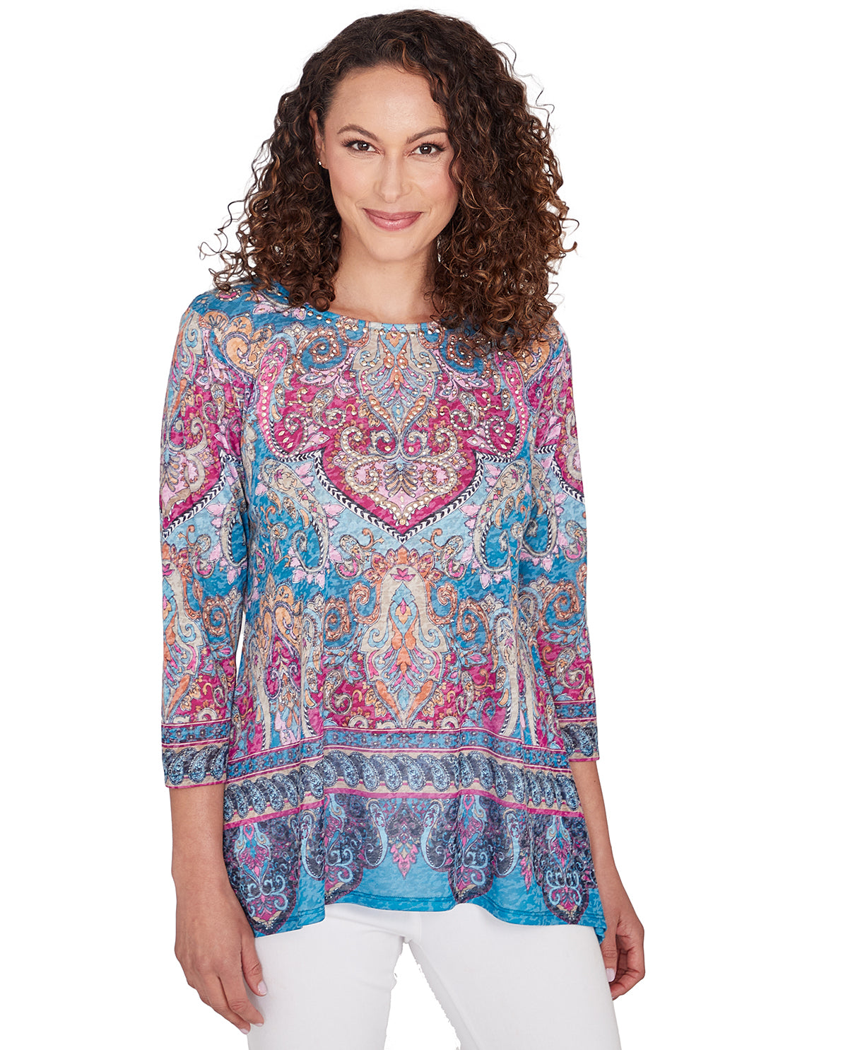 Ruby Road Missy Global Luxe Scoop Neck Abstract Knit Top