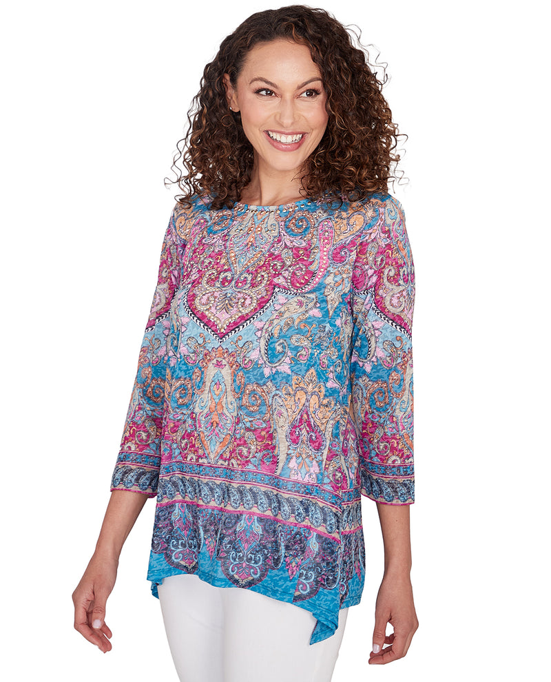 Ruby Road Missy Global Luxe Scoop Neck Abstract Knit Top